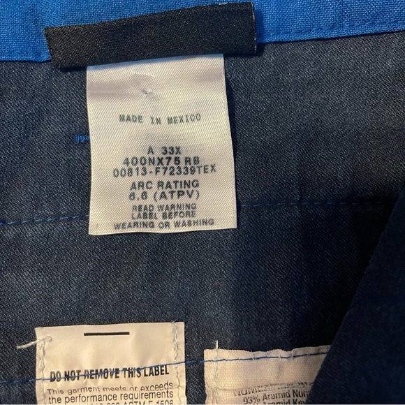 Workrite 2112 Nomex HRC1 Vibrant Blue Work Pants Size33” - Picture 7 of 9